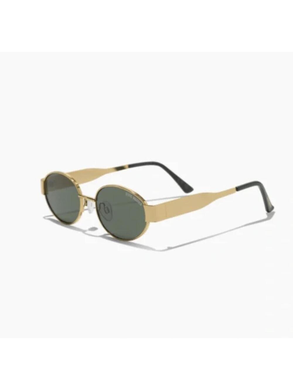 Steve Madden Mystie Gold Frame Oval Sunglasses Green Lens 100% UV Protection NWT